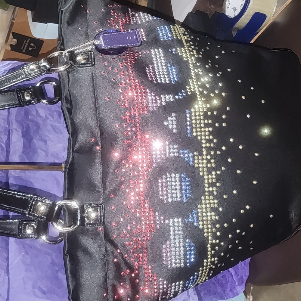 Coach Special Edition Holiday Tote Bag with Multicolor Shimmering Accents Euc - Picture 16 of 16